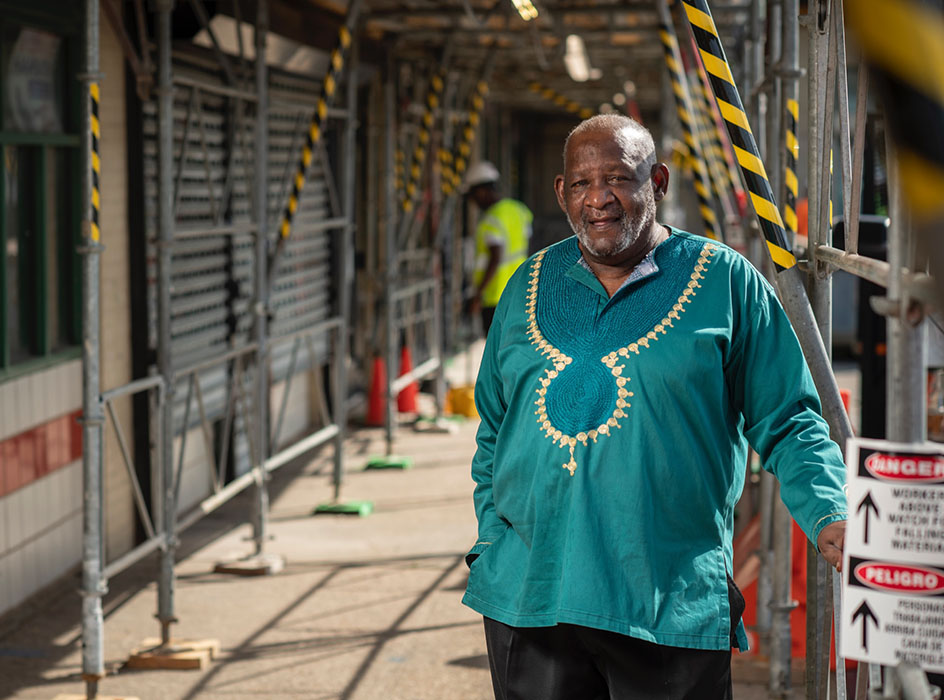 Man standing in a construction zone